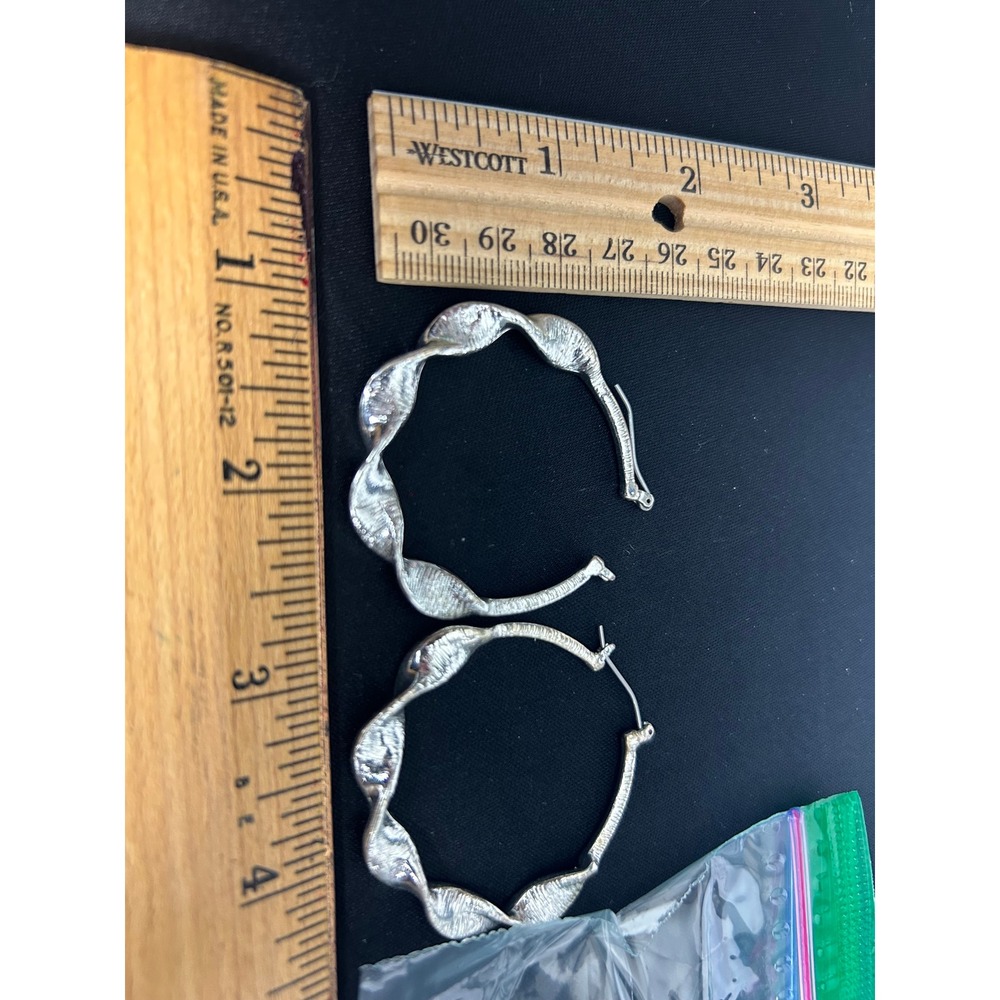 Twisted Silver Tone Hoop Earrings Fashion Jewelry Party Statement Accessories
